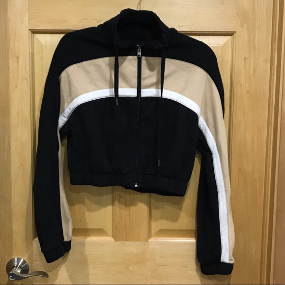 color block crop hoodie